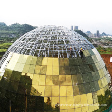 Steel structure frame prefabricated conference hall buildings glass curtain wall dome roof building